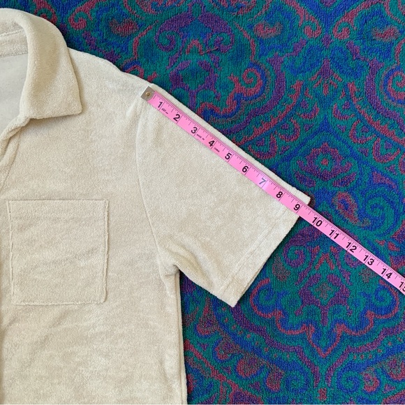 Gap Body beige Towel Terry button front short sleeve top - Picture 12 of 13